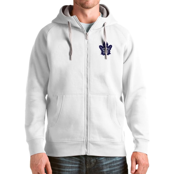Men's Antigua White Toronto Maple Leafs Logo Victory Full-Zip Hoodie