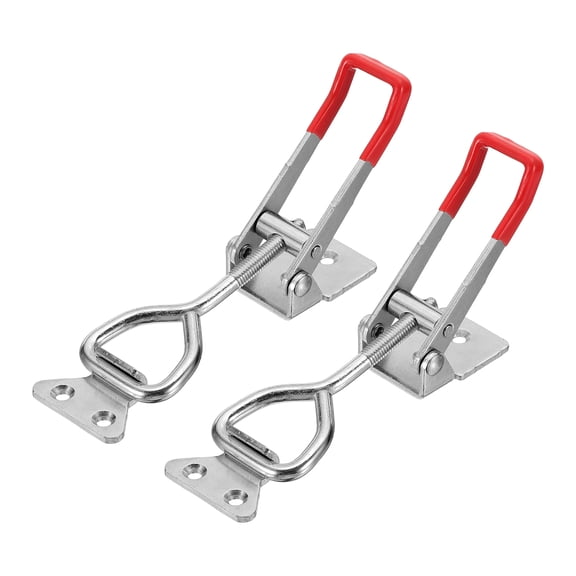 Uxcell 2pcs Adjustable Toggle Clamp M8x38mm 770lbs 4003 Style, Silver Red