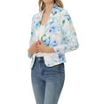 thumbnail image 4 of BLAZER CHIC para Mujeres Abierto Frontal Ropa de Trabajo Verano Chaqueta Corta Blanca Azul Floral XL, 4 of 6