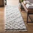 thumbnail image 2 of SAFAVIEH Moroccan Fringe Dorian Geometric Shag Area Rug, Ivory/Grey, 4' x 6', 2 of 5
