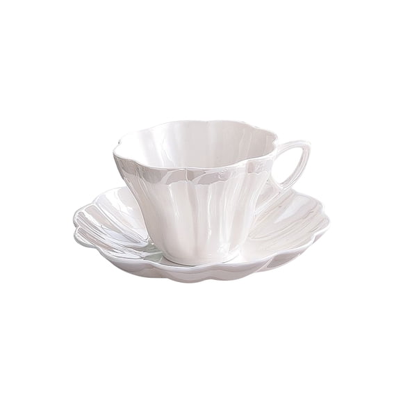 Taza de café de cerámica de lujo Advancent platillo esmaltado de porcelana color perla 201-300ml