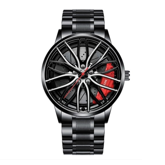 Clearance! YOHOME Car Watches for Men,Waterproof Stainless Steel Quartz Wrist Watch Sports Men’s Watches with Car Wheel Rim Hub Design