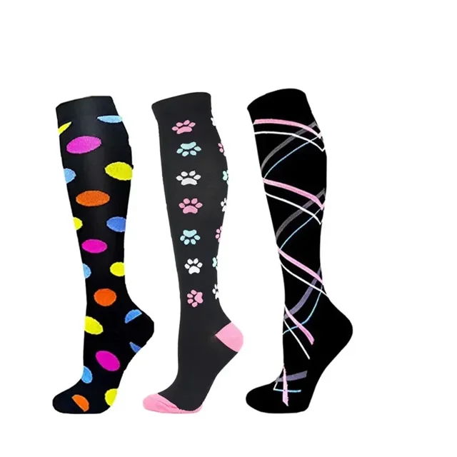 3 Paires de Chaussettes de Compression pour Hommes et Femmes 20-30mmHg Dème Diabète Varices Infirmière Chaussettes de Compression Course