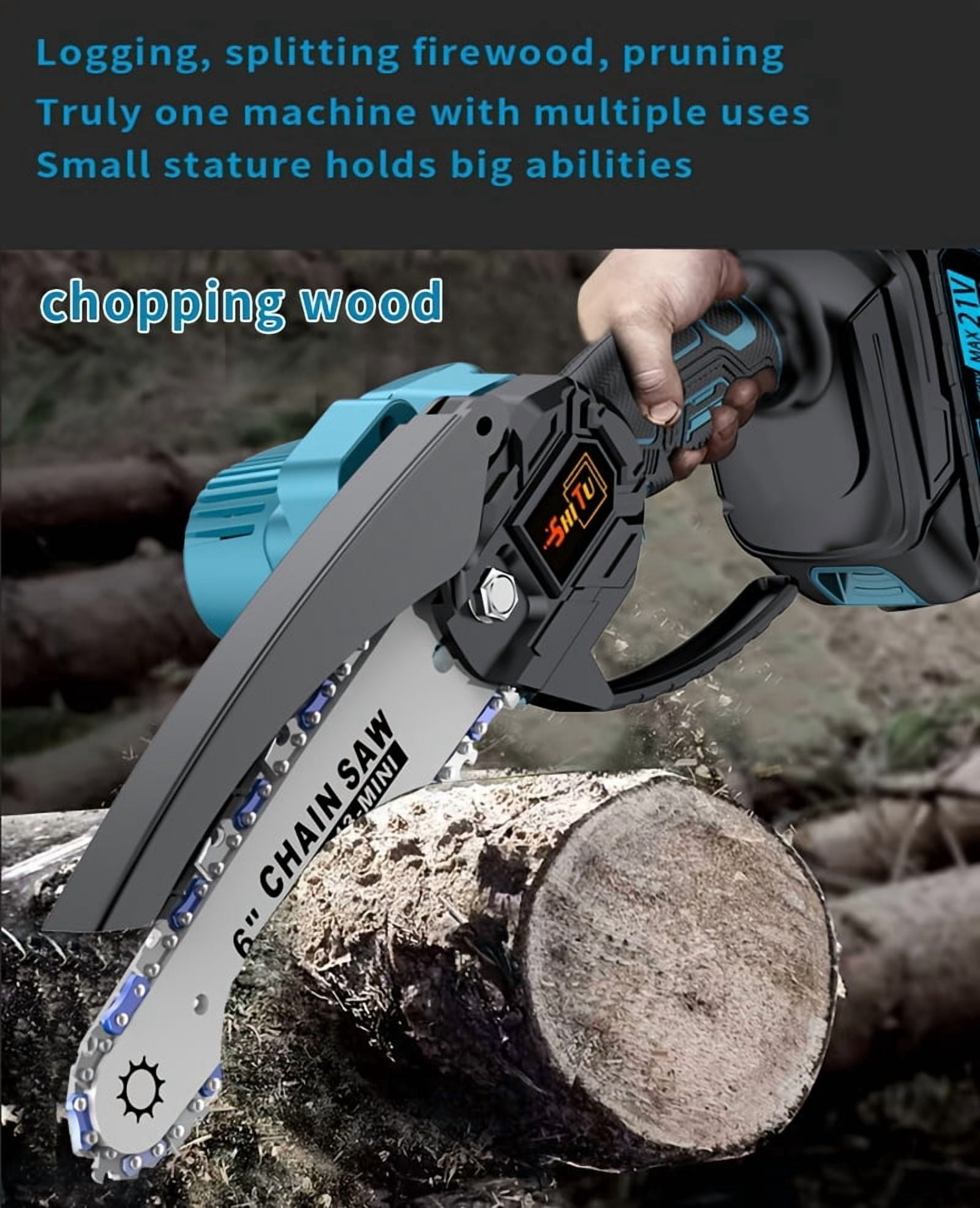 Mini Wireless Chainsaw, Powered By A 6-inch Chainsaw Battery, Comes With A Large Capacity Battery, Safety Lock