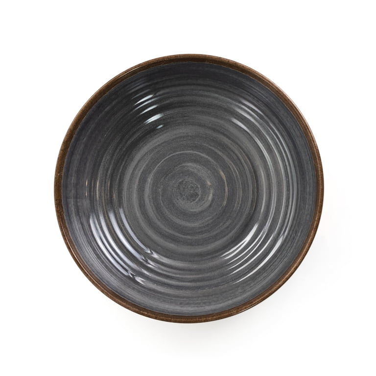 Elama Stone Oak 12-Piece Melamine Dinnerware Set, Black photo 6