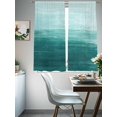 thumbnail image 4 of Abstract Ocean Sheer Curtains for Living Room Bedroom, Teal Gradient Oil Painting Texture Light Filtering Sheer Curtains, Rod Pocket Voile Window Drapes, 2 Panels Set 52"x 63", 4 of 7