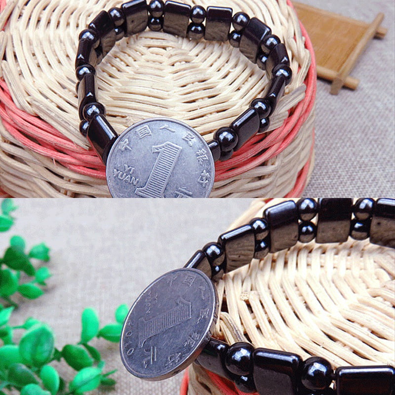 Healing Hematite Chakra Bracelet with Free Buddha Pendant and Luxurious Velvet Pouch Earth Therapy