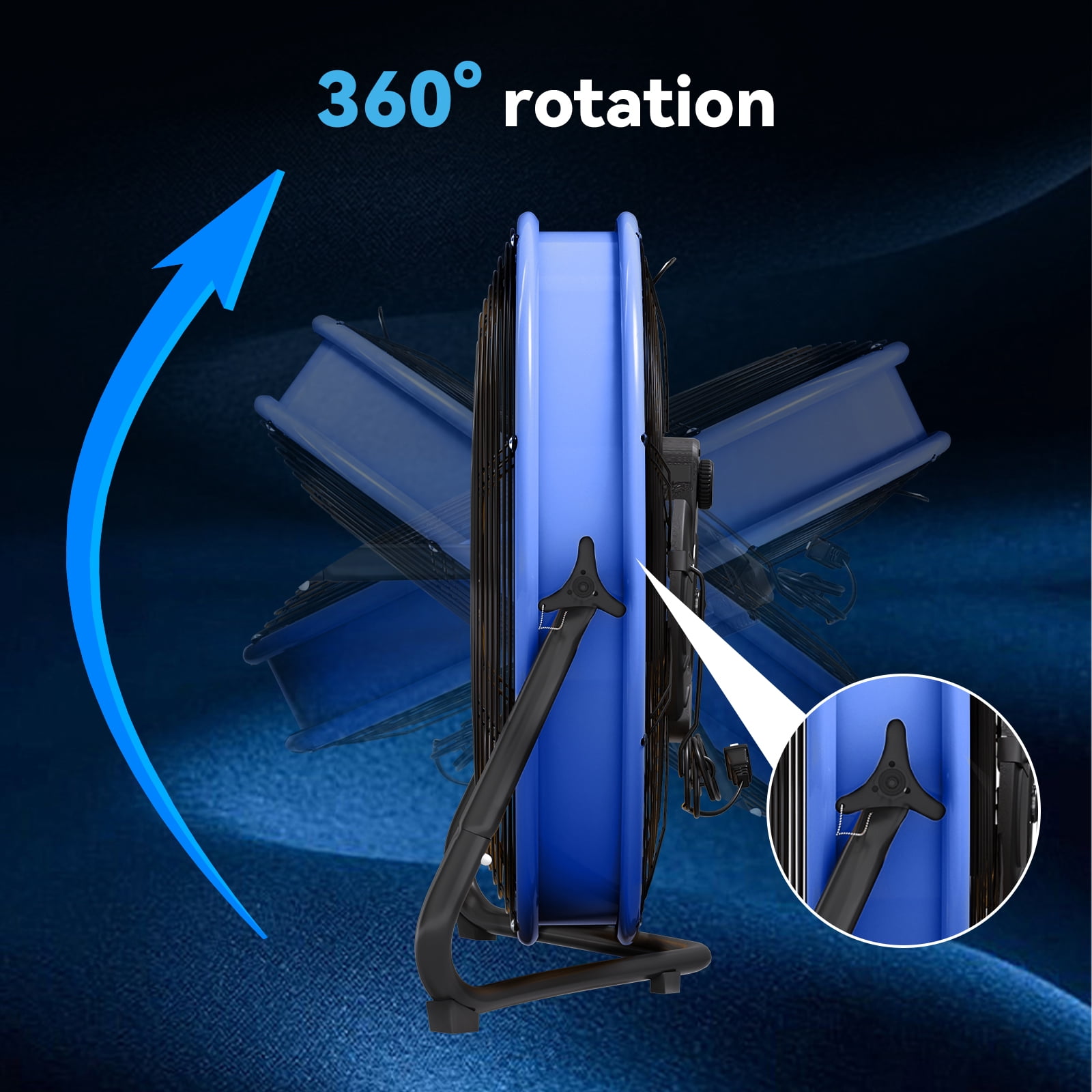 20" High Velocity Metal Floor Drum Fan,4500 CFM Heavy Duty Industrial Shop Fan, 3 Speed, 360 Degree Tilt, Wall Mounted & Floor Design for Warehouse, Commercial, Barn, Garage - UL Safety Listed