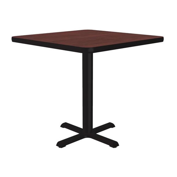 Correll SXT30S-20-98-20 30 in. X-Base High Pressure Laminate Cafe & Breakroom Table with Stamped Steel Base - Mahogany - Square