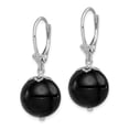 thumbnail image 2 of Primal Silver Sterling Silver Rhodium-plated Onyx Leverback Earrings, 2 of 5