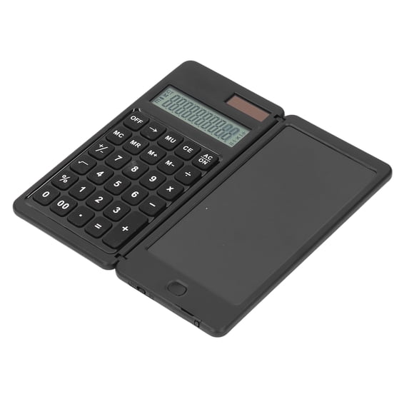 Solar Powered Pocket Desktop Calculator with LCD Writing Pad Silent Button Notepad for Study