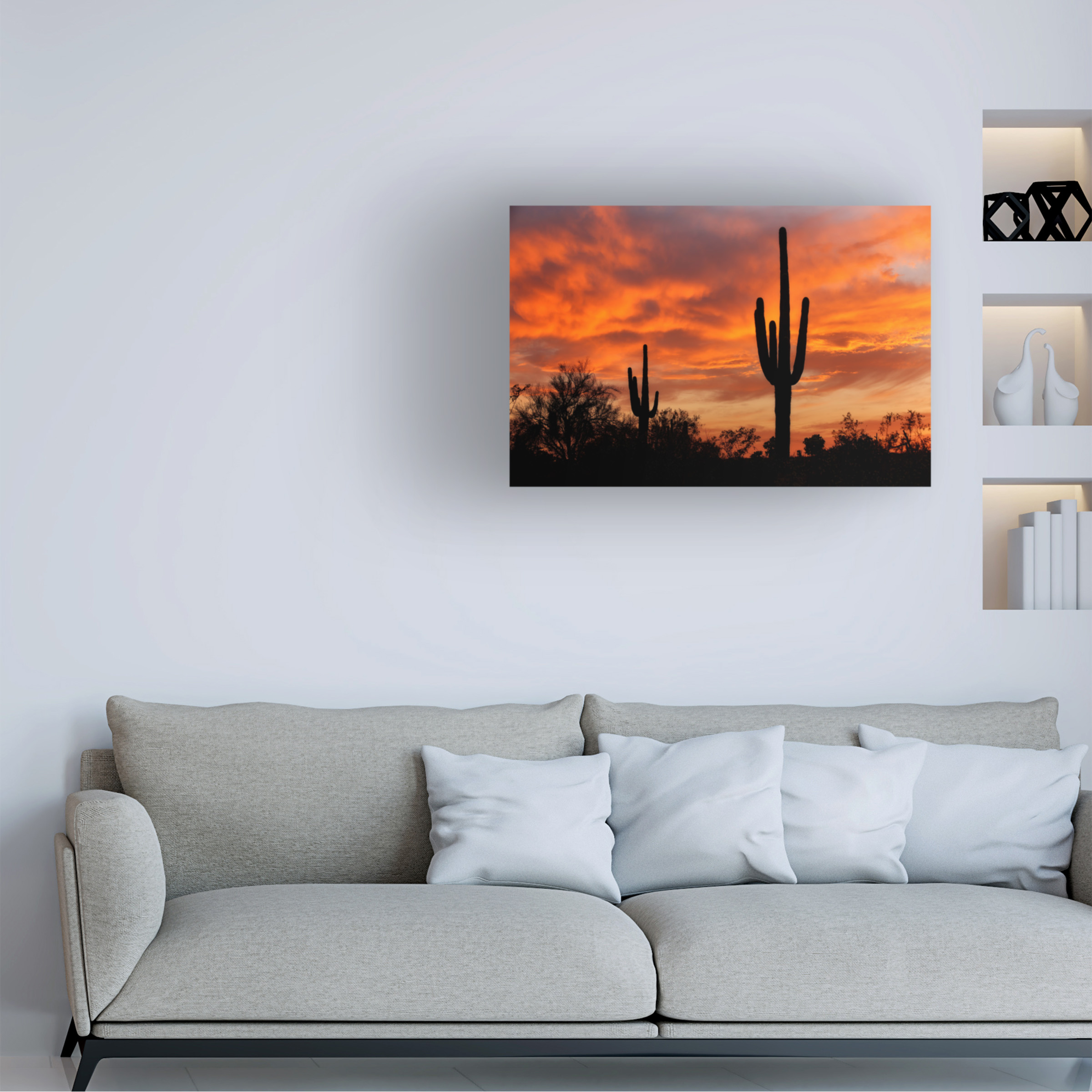 Mike Jones Photo 'Saguaros Amazing Sunset 5' Canvas Art