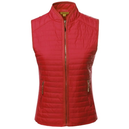 Reversible Quilted Vest - FashionOutfit Women's Solid Basic Quilted Vest Side Rib Panel Details