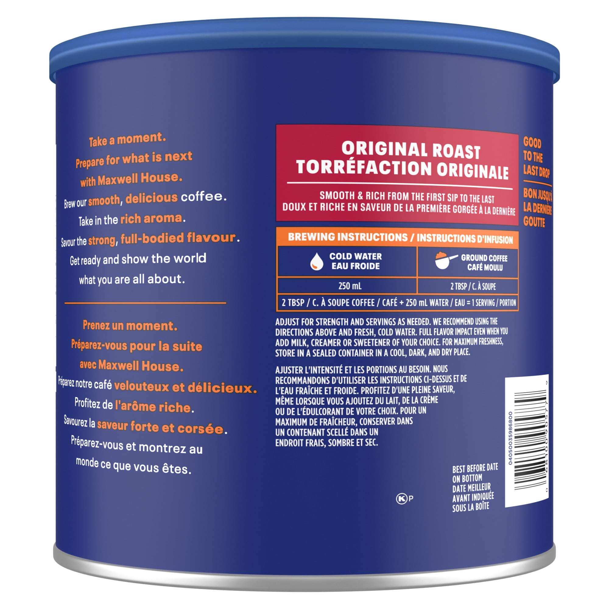 Maxwell House Original Roast Ground Coffee, Medium, 864 g Canister