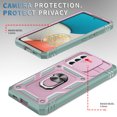 thumbnail image 2 of Rugged for Samsung Galaxy A53 5G Case with Camera Lens Sliding Cover Protective Phone Case with Rotated Ring Holder Stand, Heavy Duty Shockproof Magnetic Car Mount Case for Galaxy A53 5G, Pink+Green, 2 of 11