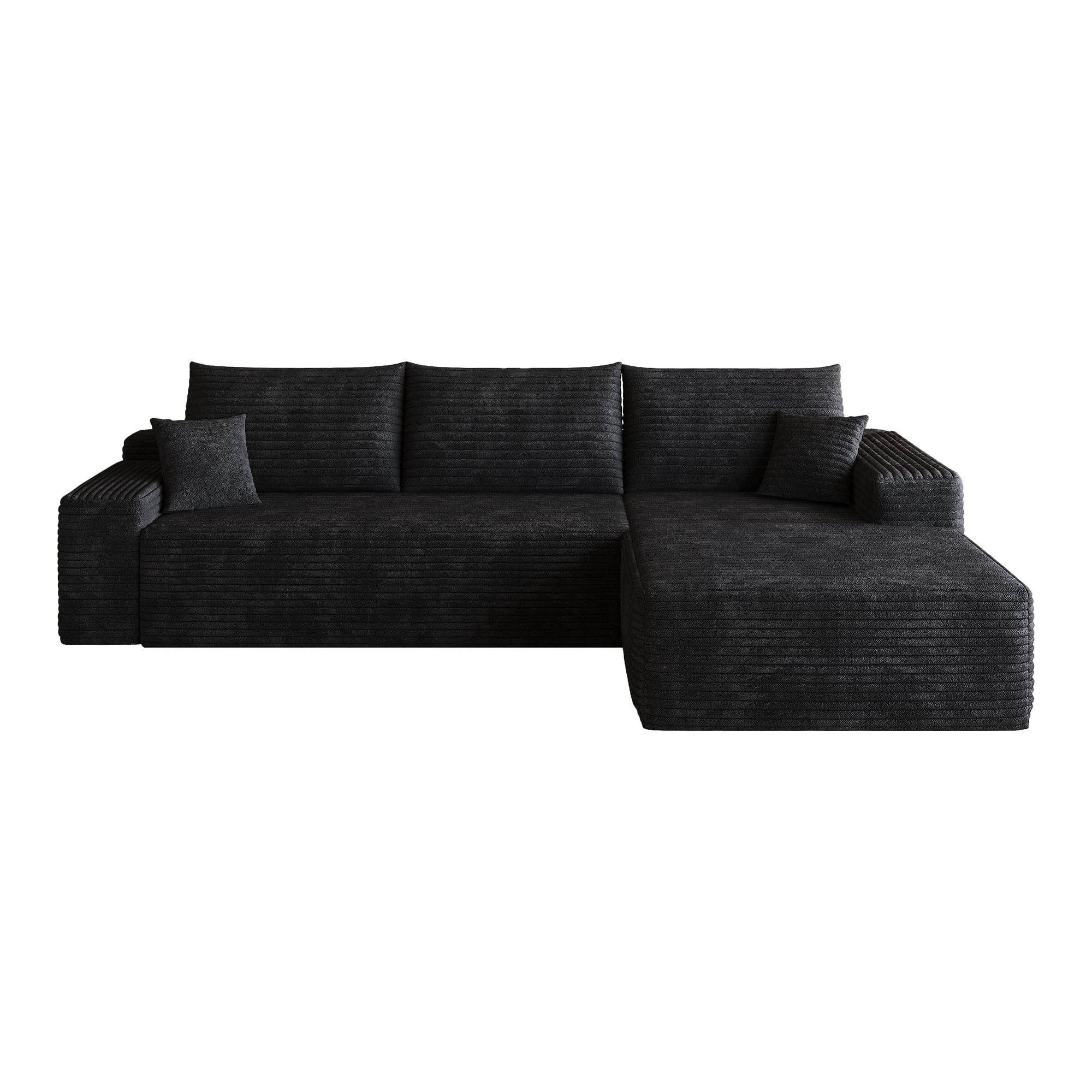 Cloud Sectional Couch 107-Inch with L-Shape Chaise and Deep Seat, Modular Sofa and Corner Couch for Living Room Bedroom, No Assembly Required, Black