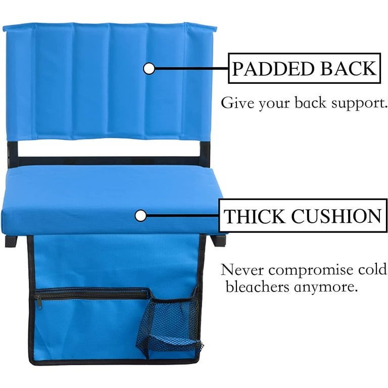 AOOXIMI Stadium Seats for Bleachers with Back Support, Bleacher Seats with  Backs and Cushion Wide, Stadium Chairs with Cup Holders, Mesh Bags and Hide