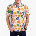 thumbnail image 3 of Rocae Groovy Daisy Flowers for Men's Short Sleeve Polo Shirt, Quick Drying Performance Moisture Wicking Sports Men's Golf Shirt Small, 3 of 9