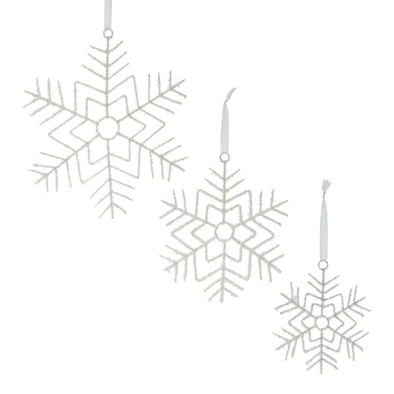 Melrose 87350 Snowflake Ornament, Set of 3, 16.25-inch Height, Wire