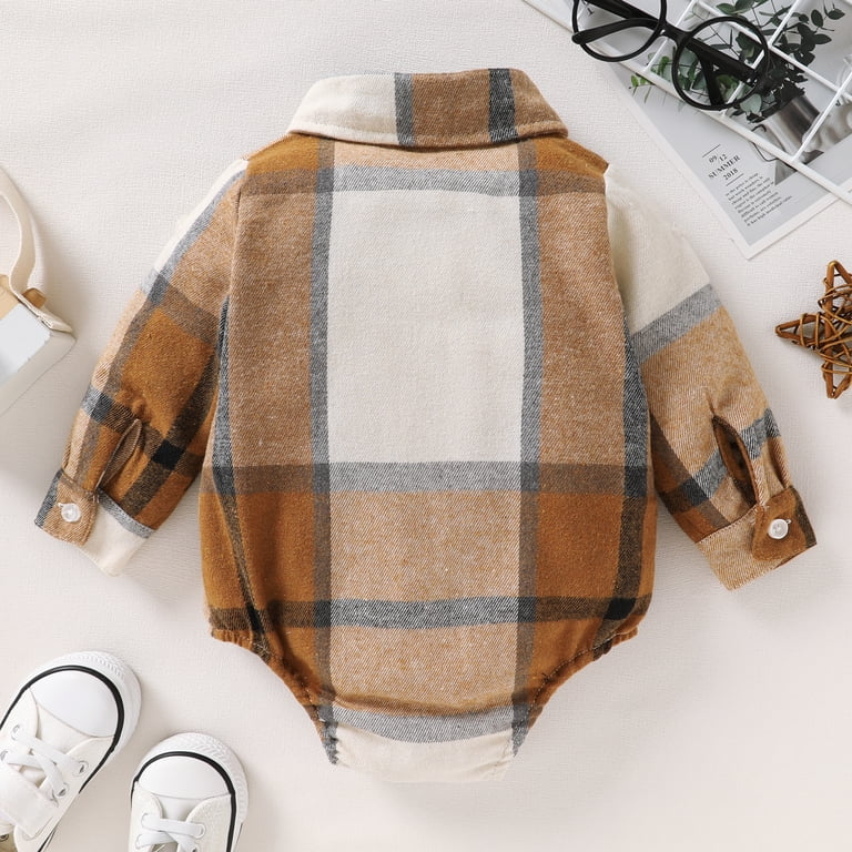 Younger Tree Baby Plaid Flannel Romper & Button Shirt photo 4