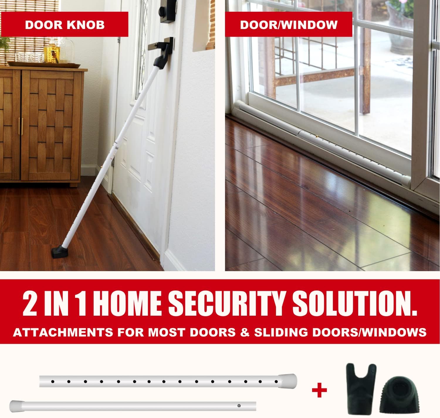 SecurityMan Adjustable Door and Patio Security Bar White photo 2