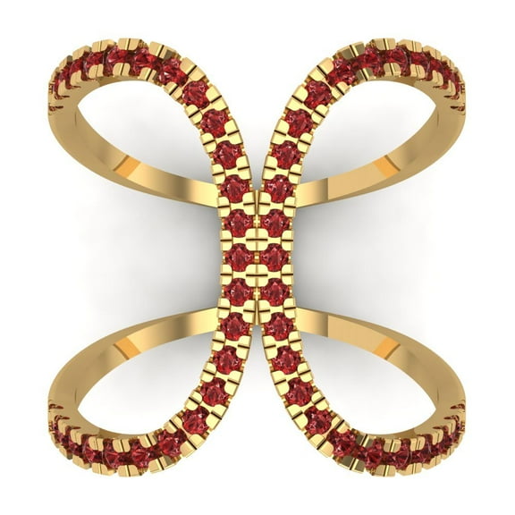 0.5 ct Round Cut Natural Garnet Statement 14K Yellow Gold Womens Engagement Ring