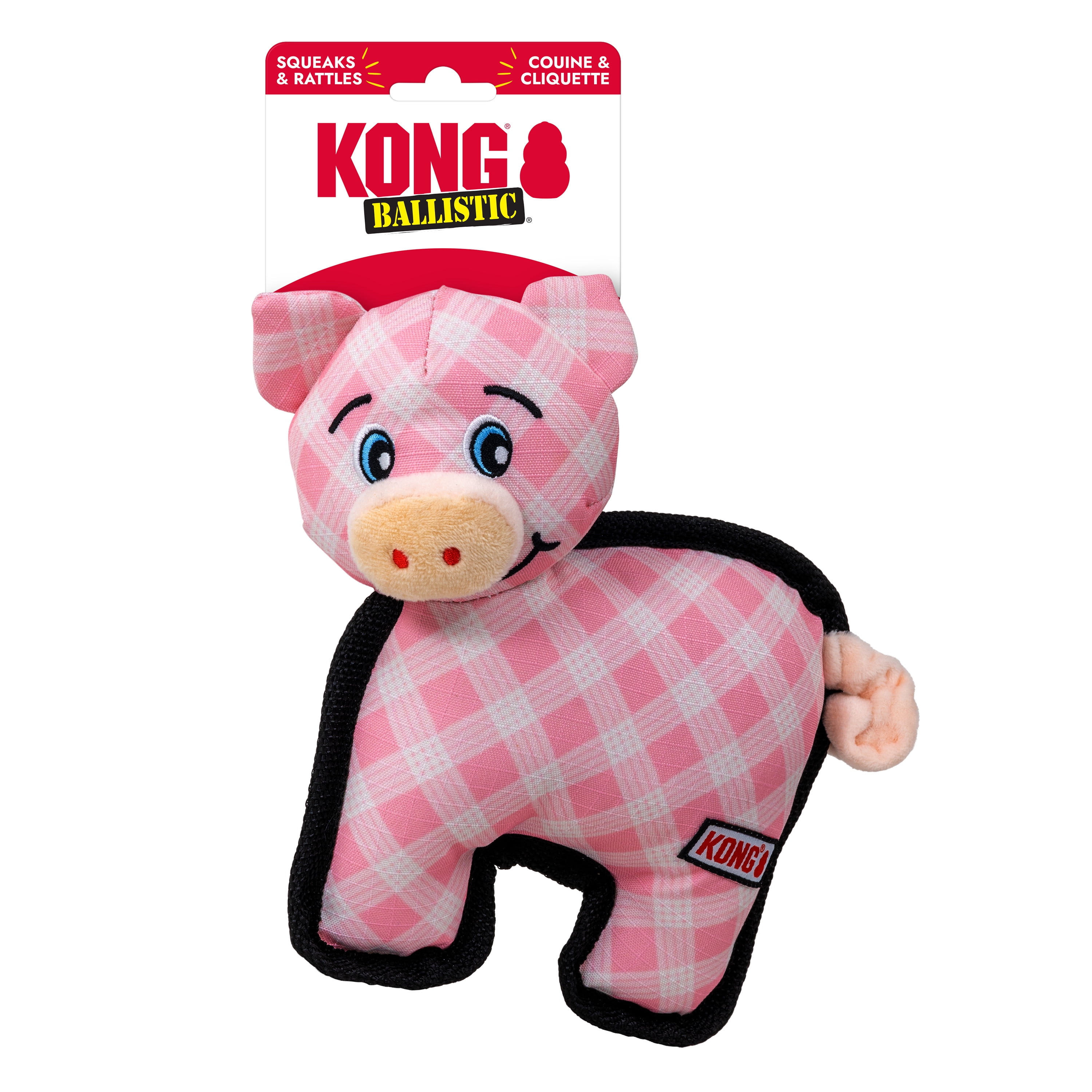 KONG® Ballistic® Pig Squeaker Dog Toy, Medium, for Dogs Between 15-35 lbs