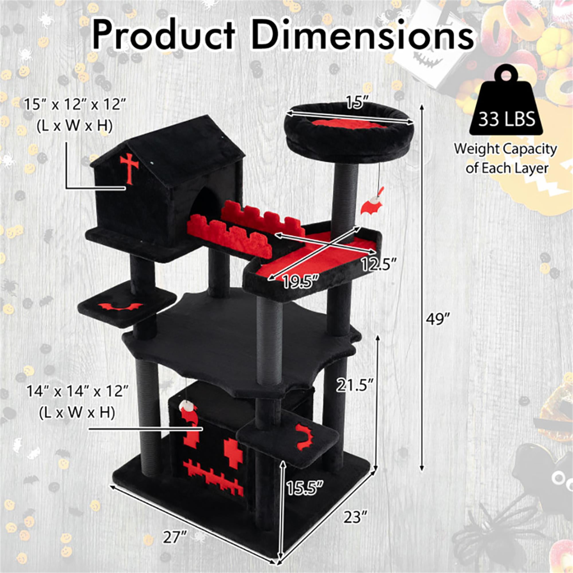 Pefilos 67" Tall Gothic Cat Tree for Large Cats, Cat Tower with Sisal Scratching Posts, Bat-Shaped Hanging Ball, Multi-Level Spooky Cat Condo, Black Pefilos 67" Tall Gothic Cat Tree for Large Cats, Cat Tower with Sisal Scratching Posts, Bat-Shaped Hanging Ball, Multi-Level Spooky Cat Condo, Black