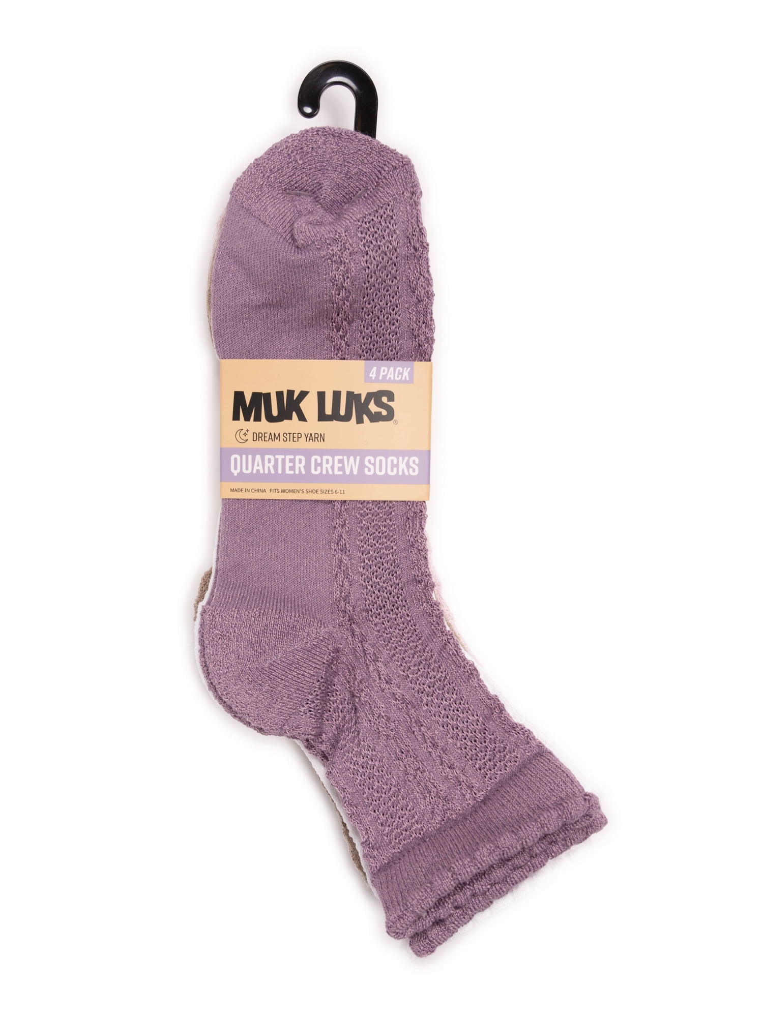 MUK LUKS Women's Dream Step Quarter Crew Socks, 4 Pair Pack