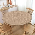 thumbnail image 2 of Rattan Round Fitted Tablecloth with Elastic Edge,Water&Stain-Resistant Wipeable Picnic Beige Table Cover for 48"-52" Found Tables Reusable Weaving Print Table Cloth for Dinner,Outdoor,Patio,Camping, 2 of 8
