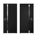 thumbnail image 5 of Front Exterior Prehung Steel Door / Cynex 6777 Black / Side and Top Exterior Window / Stainless Inserts Single Modern Painted-W32+14" x H80+16"-Right-hand Outswing, 5 of 7