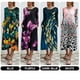 thumbnail image 4 of Moda mujer vestido estampado mariposa pez leopardo o cuello manga larga bolsillo vestido casual Abanopi Blanco/Medio, 4 of 7