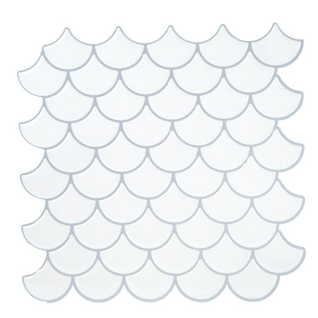 Simplify Peel & Stick Wall Tile 4 Pack in Scallop White Epoxi