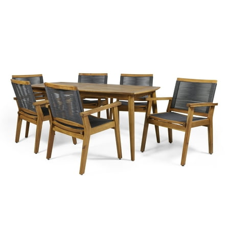 Neblett Outdoor Acacia Wood Dining Set, Natural, Teak