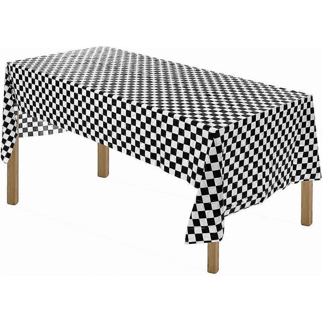 Plastic Tablecloths for Rectangle Tables - Premium Heavy-Duty Disposable Plastic Table Cover for Birthday - Easy to Clean 54x108 Black and White Check