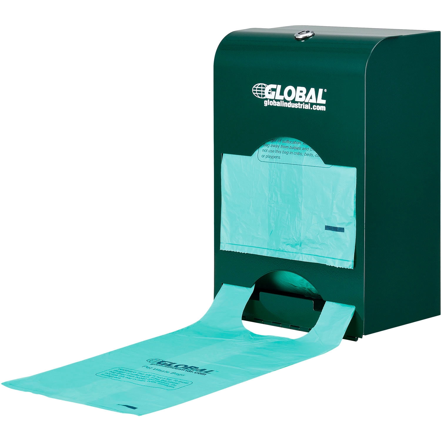 Global Industrial Pet Waste Plastic Bags With Tie-Handles Green 400 Bags/Roll
