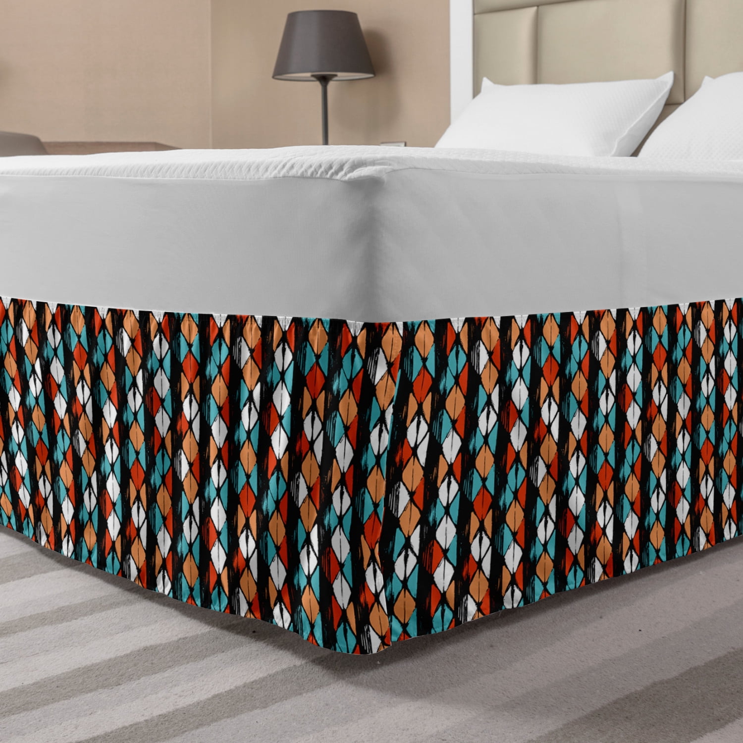 Modern Bed Skirt, Vector Contemporary Design Geometric Hexagonal