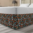 thumbnail image 1 of Modern Bed Skirt, Vector Contemporary Design Geometric Hexagonal Detailed Image, Elastic Bedskirt Dust Ruffle Wrap Around for Bedding Decor, 4 Sizes, Turquoise Salmon, by Ambesonne, 1 of 2