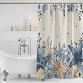 thumbnail image 3 of Blue Starfish Coastal Shower Curtain, Waterproof Shower Curtains for Bathroom, Eucalyptus Summer Nautical Shell Rustic Washable Fabric Bathtub Curtain Set Bath Decor with 12 Hooks 72"x78", 3 of 8