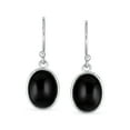 thumbnail image 2 of Bling Jewelry Womens Black Onyx Bezel Set Oval Cabochon Gemstone Drop Earrings Gold Plated 925 Silver, 2 of 4