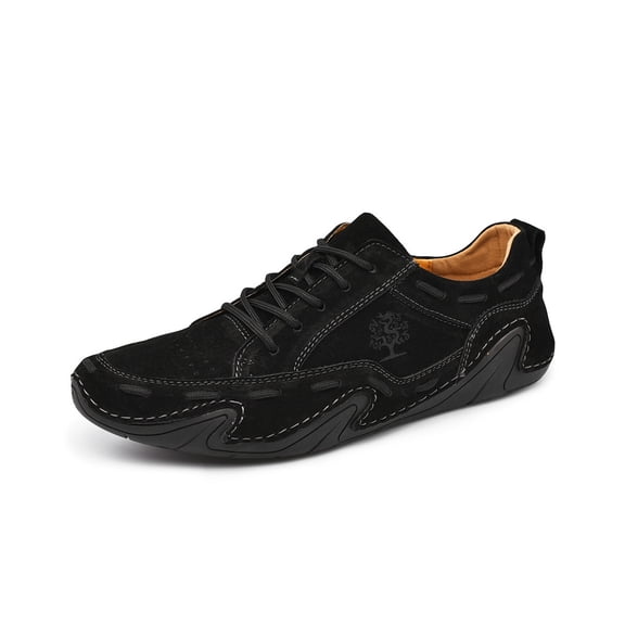 Men's Casual Casual Shoes Lightweight Soft And Comfortable Non-Slip Loafers Lace-Up Retro Fashion Formal Shoes Black 9.5 US