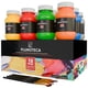 thumbnail image 1 of PLUMOTECA Pintura Acrilica Profesional Set de 12 colores 100ml Basicos y metalica para lienzo tela madera vidrio Para Artistas Negra Dorada Incluye 4 Pinceles (12 Basicos), 1 of 9