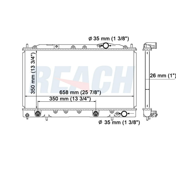 REACH 41-1145 Radiator for ECLPS/EG TALN 1.8/2.0 L4 90-94, Automotive Radiator Replacement Part