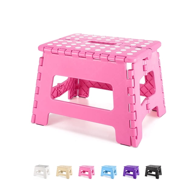 Taburete plegable Dyforce para niños y adultos de 9 pulgadas, rosa