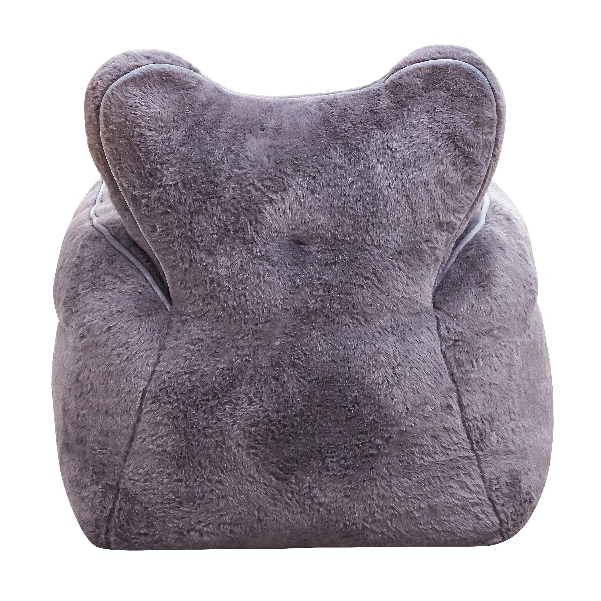Leumius Bean Bag Chair,Faux Fur Beanbag Chair with a Color-Block and Heart-Shaped Backrest,Large Lazy Sofa for Living Room, Bedroom, Apartment,Gray