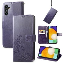 for Samsung Galaxy A13 5G Case, Dteck Galaxy A13 5G Wallet case,PU Leather Case Flower Pattern Embossed Purse Kickstand Flip Cover Card Holders Hand Strap for Samsung Galaxy A13 5G,Purple