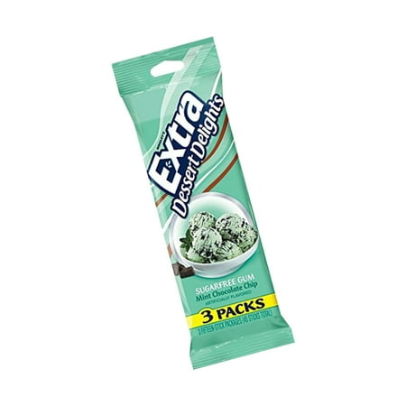 EXTRA Gum Mint Chocolate Chip Sugarfree Chewing Gum, 15 Sticks (Pack of