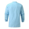 thumbnail image 3 of safuny Men's Loose Basic Pullover Solid Shirts Trendy Holiday Long Sleeve V Neck Lacing Fall Tops Leisure Comfy Light Blue XXXL, 3 of 4
