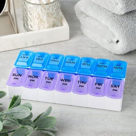 Equate AM/PM Weekly Pill Planner, 7.5-Inch – Medication Organizer