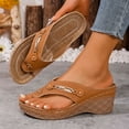 thumbnail image 4 of Rokment Women's Orthopedic Wedges Dressy Sandals Trendy Casual Leather Platform Flip Flops with Arch Support Beach Comfortable Walking Slip on High Heels Slides Shoes D Size 8, 4 of 7